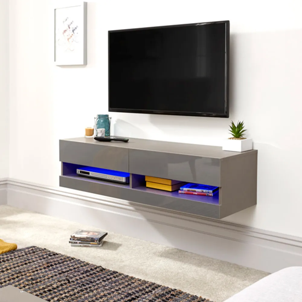 Galicia Small Wall TV Unit with LED - Grey