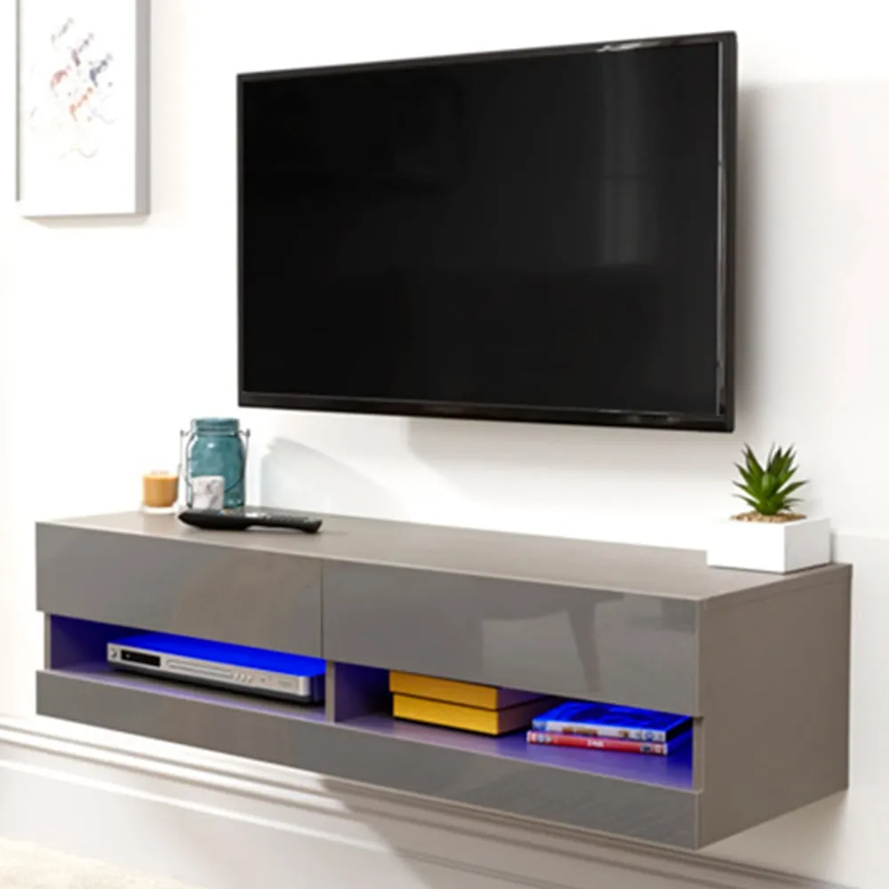 Galicia Small Wall TV Unit with LED - Grey