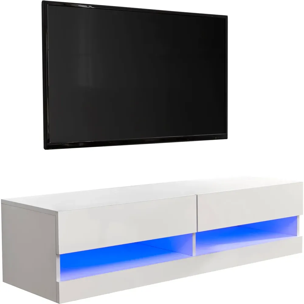 Galicia Small Wall TV Unit with LED - White
