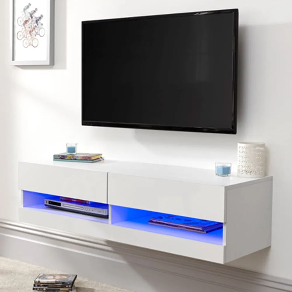Galicia Small Wall TV Unit with LED - White image