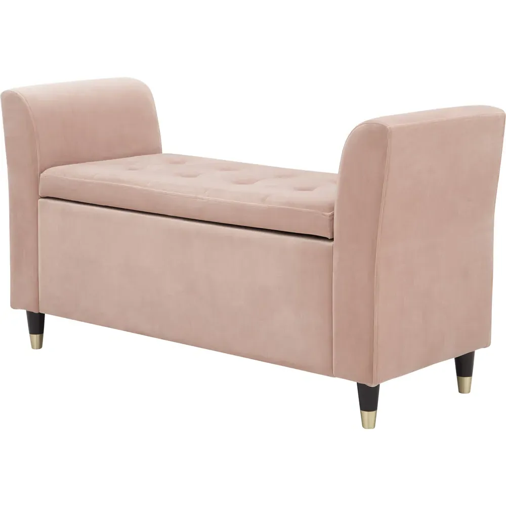 Genoa Upholstered Window Seat with Storage - Blush Pink