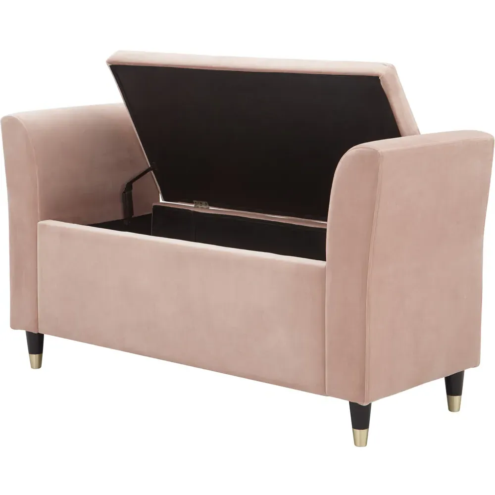 Genoa Upholstered Window Seat with Storage - Blush Pink