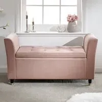 Genoa Upholstered Window Seat with Storage - Blush Pink