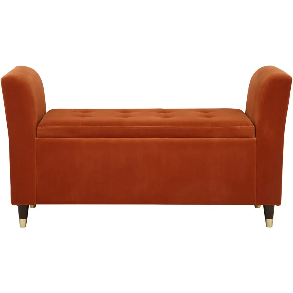 Genoa Upholstered Window Seat with Storage - Russet Brown