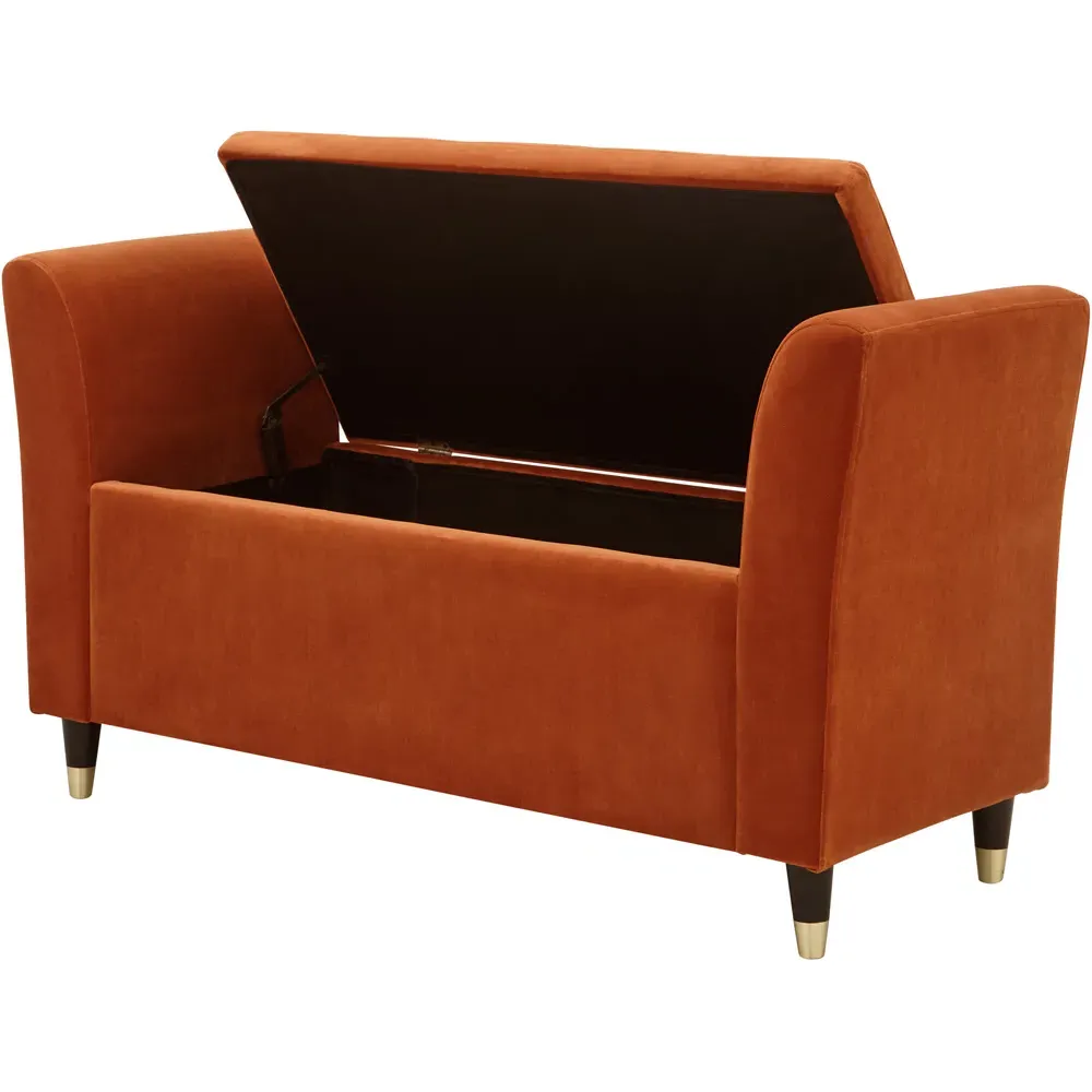 Genoa Upholstered Window Seat with Storage - Russet Brown