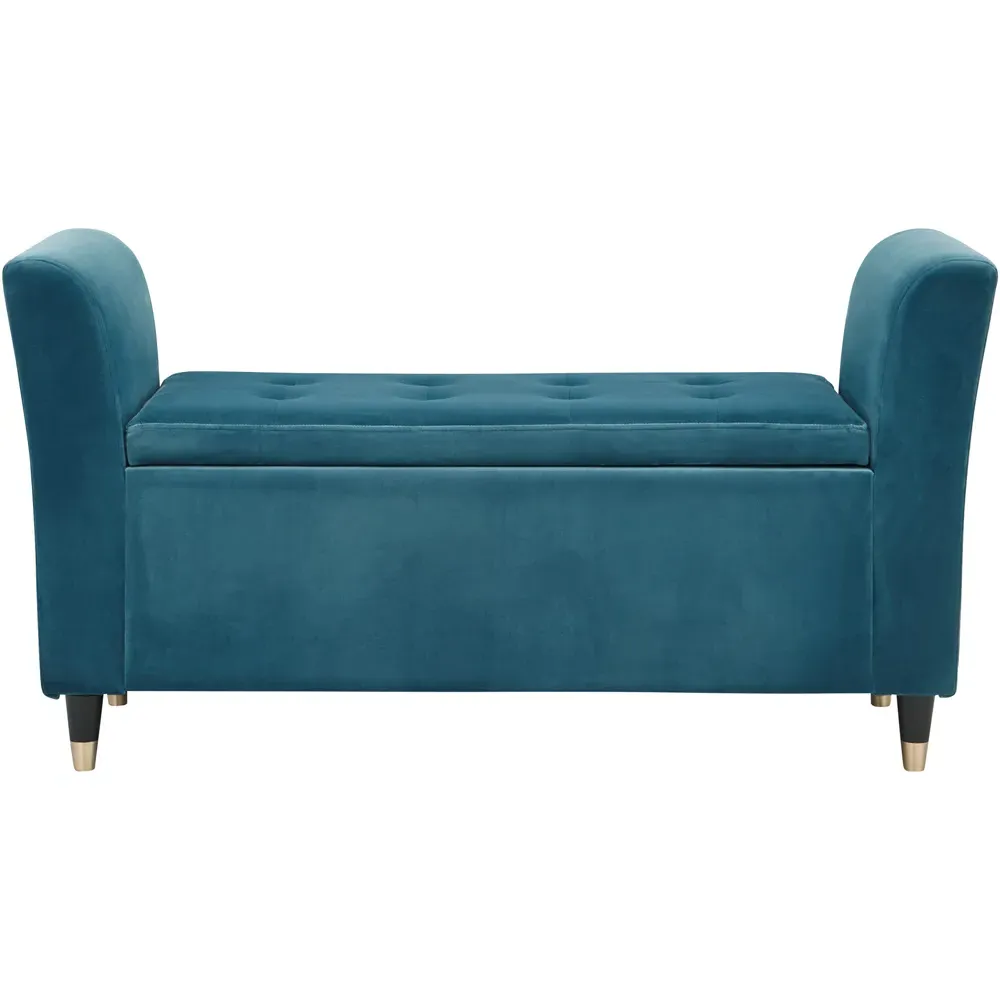 Genoa Upholstered Window Seat with Storage - Teal Blue