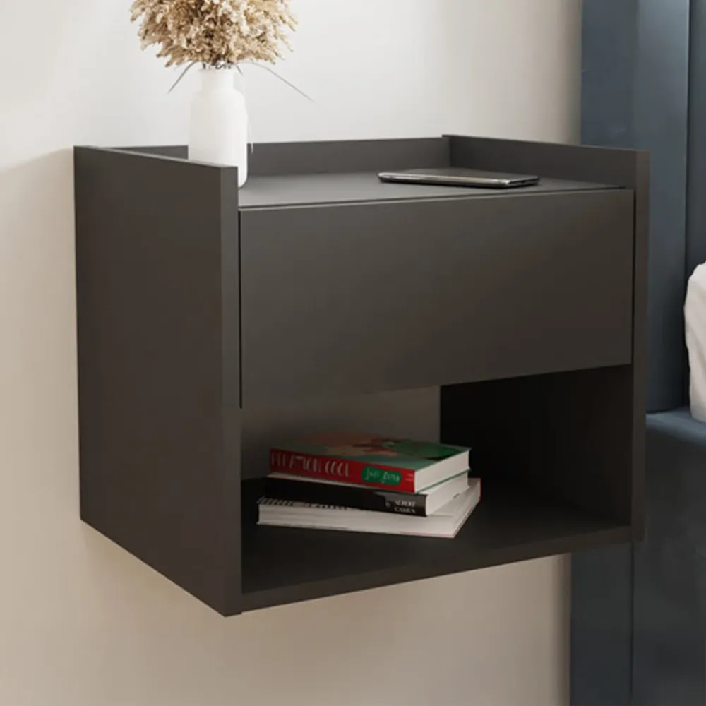 Harmony Wall Mounted Bedside Table Set of 2 - Black image