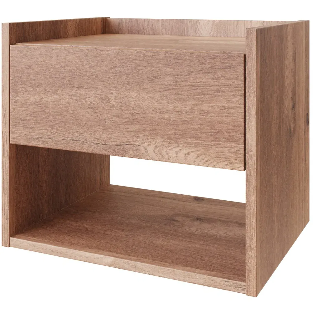 Harmony Wall Mounted Bedside Table Set of 2 - Brown, Oak