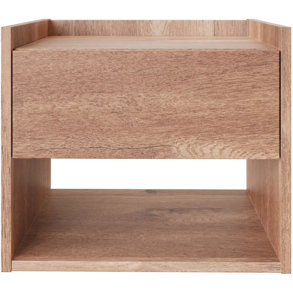 Harmony Wall Mounted Bedside Table Set of 2 - Brown, Oak