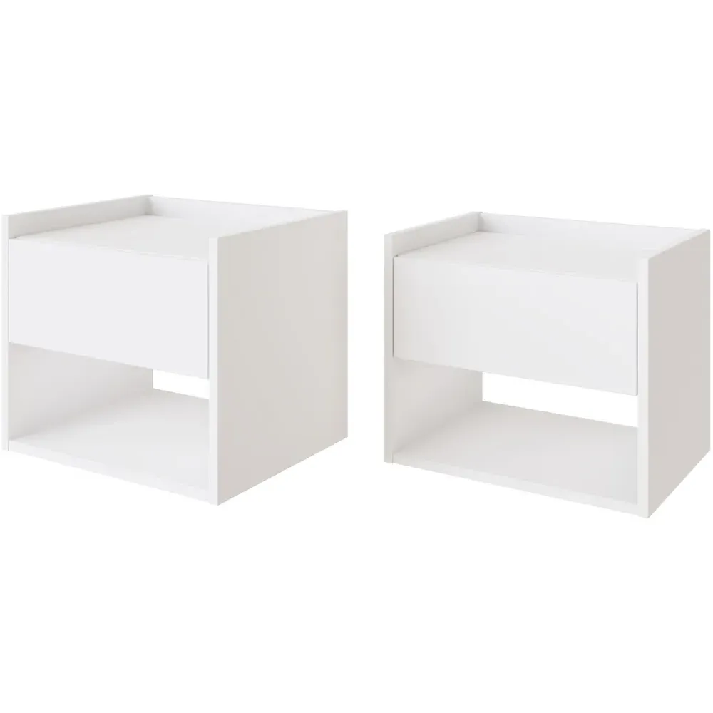 Harmony Wall Mounted Bedside Table Set of 2 - White