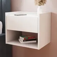 Harmony Wall Mounted Bedside Table Set of 2 - White