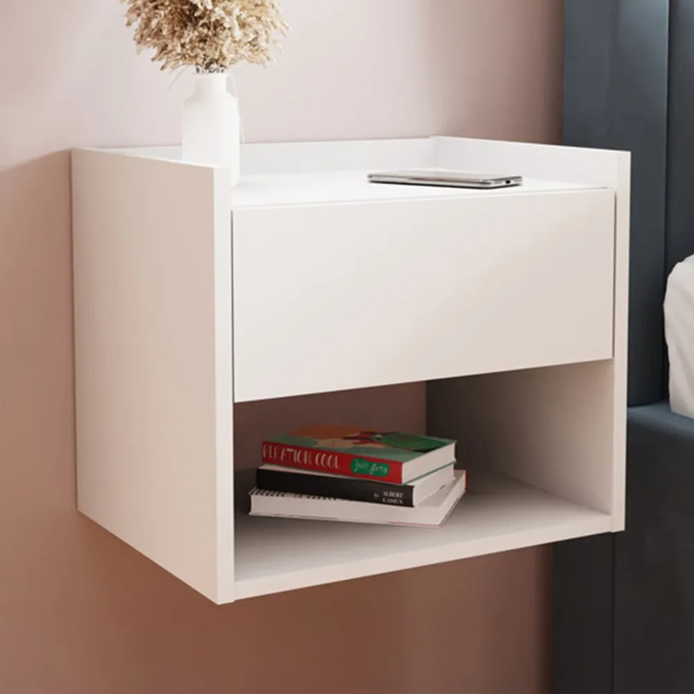 Harmony Wall Mounted Bedside Table Set of 2 - White