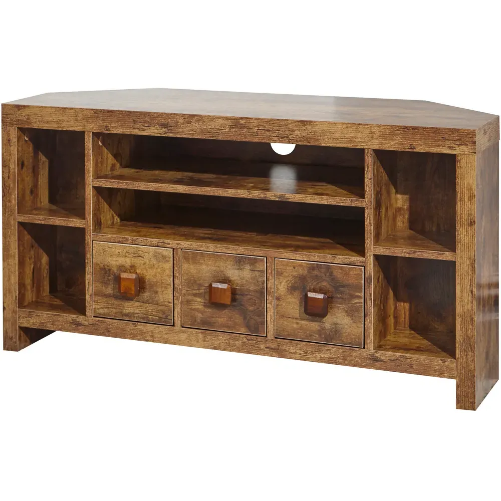 Jakarta 3 Drawer 6 Shelf Corner TV Unit - Mango Yellow