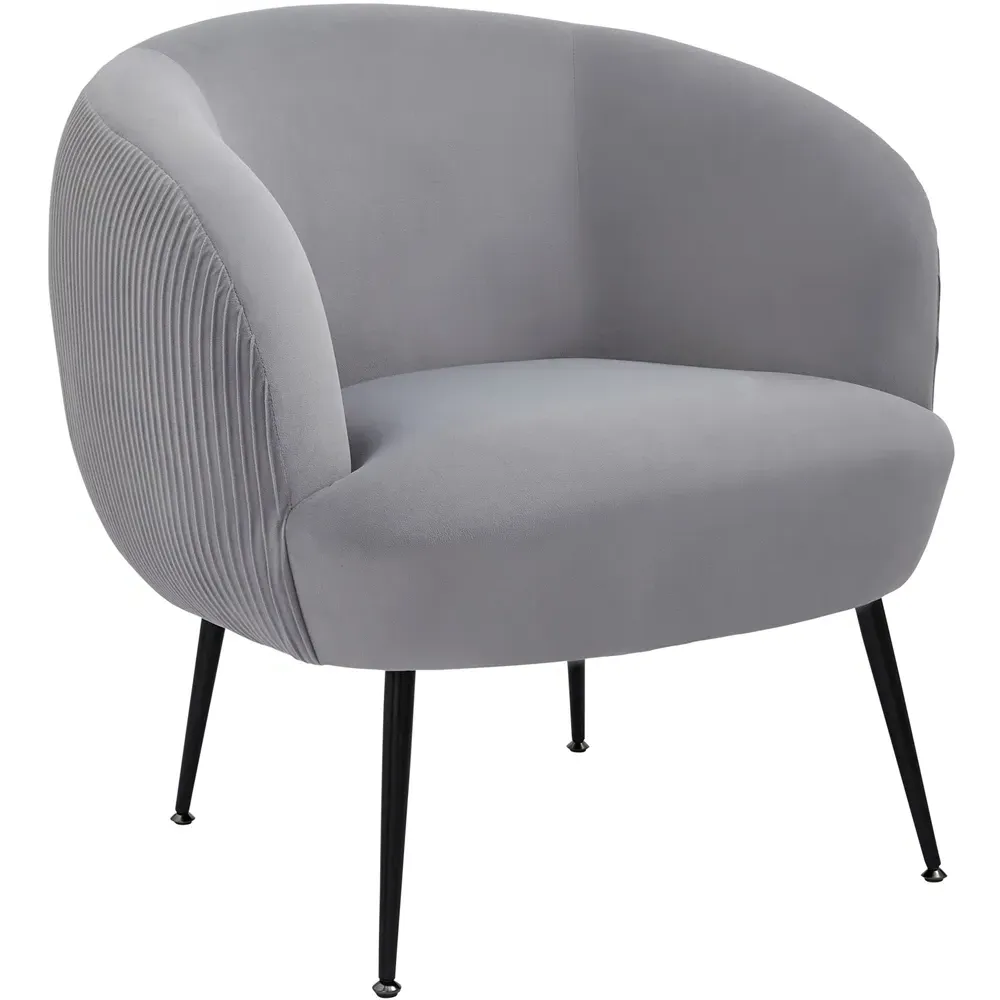 Kamilah Accent Chair - Grey, Velvet