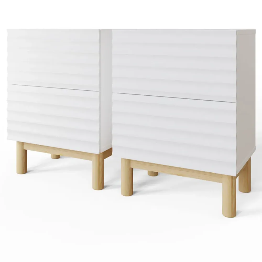 Karla 2 Drawer Bedside Table 2 Pack - White