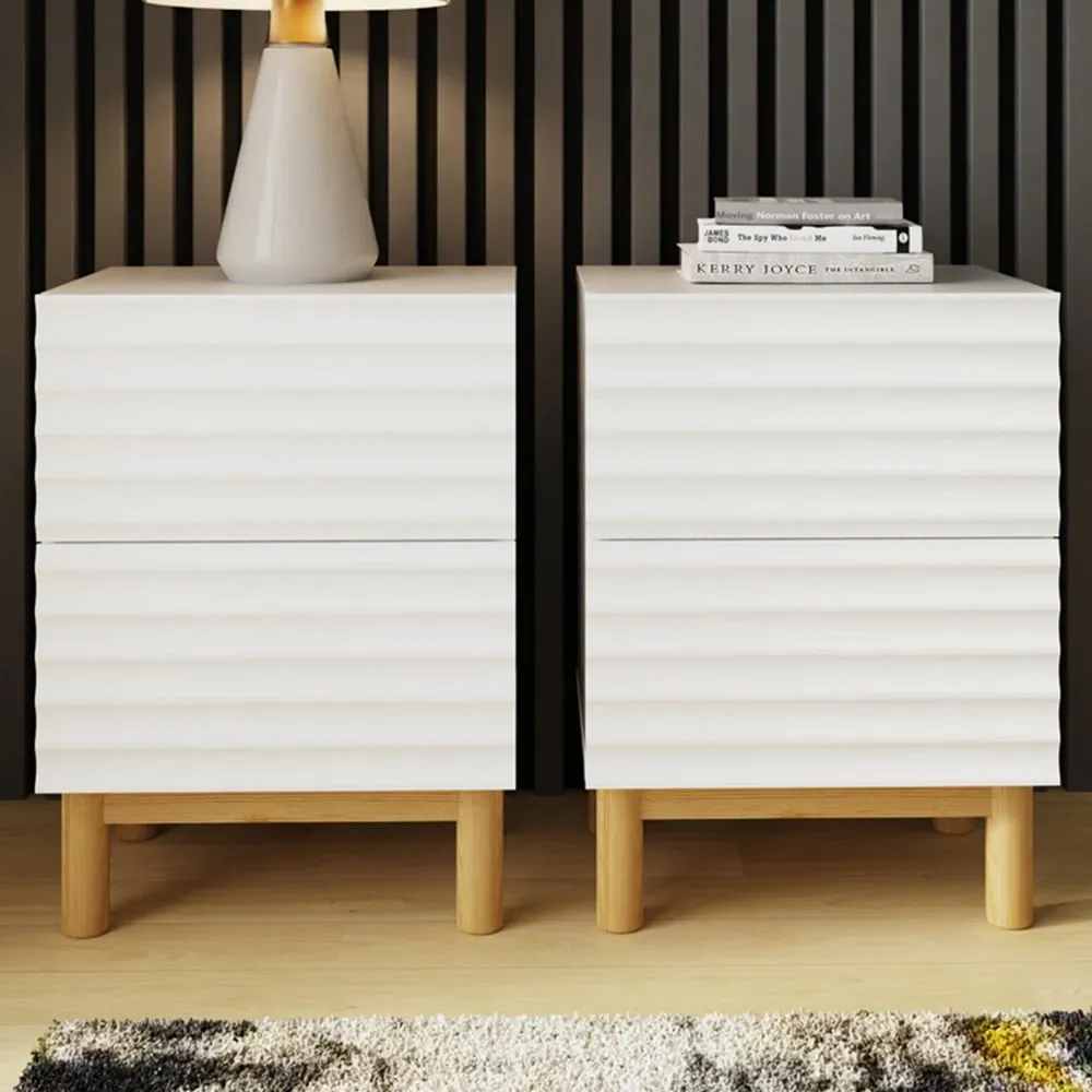 Karla 2 Drawer Bedside Table 2 Pack - White