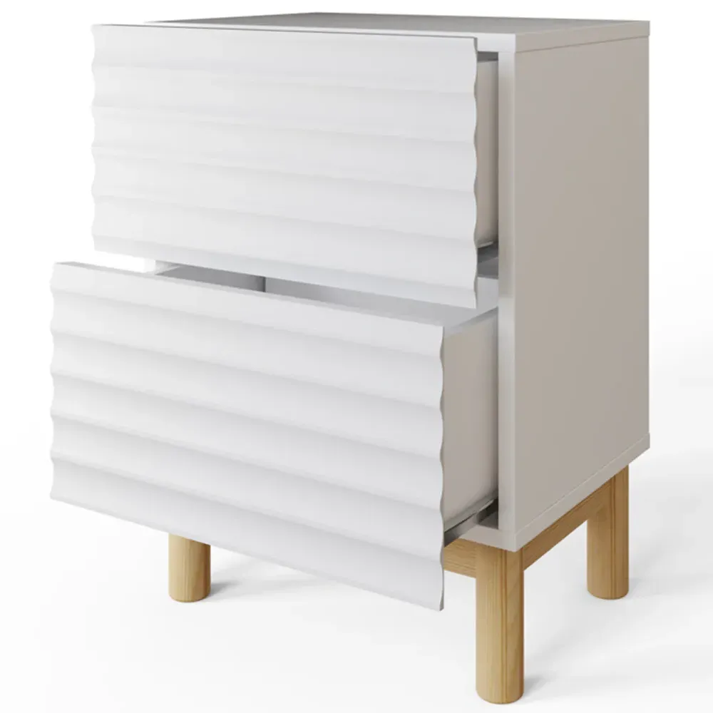 Karla 2 Drawer Bedside Table - White