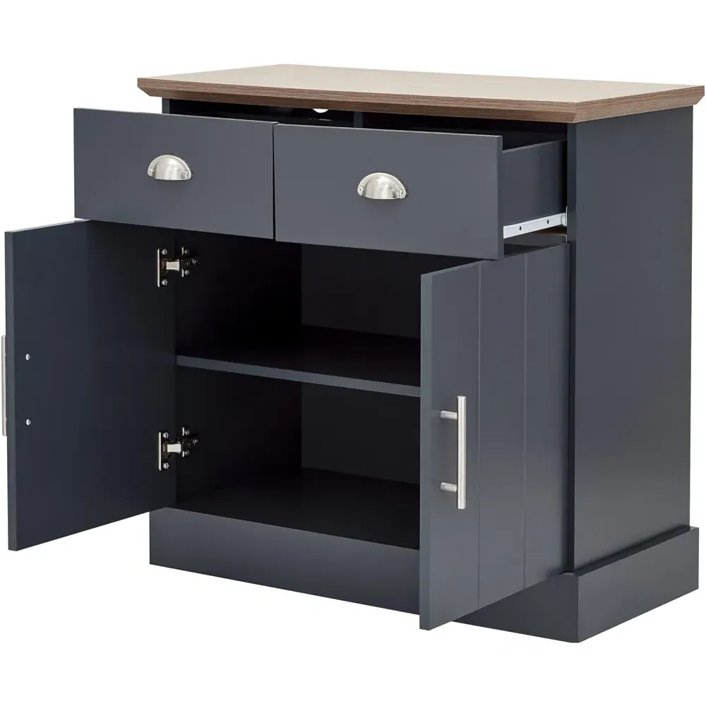Kendal 2 Door 2 Drawer Compact Sideboard - Blue, Oak