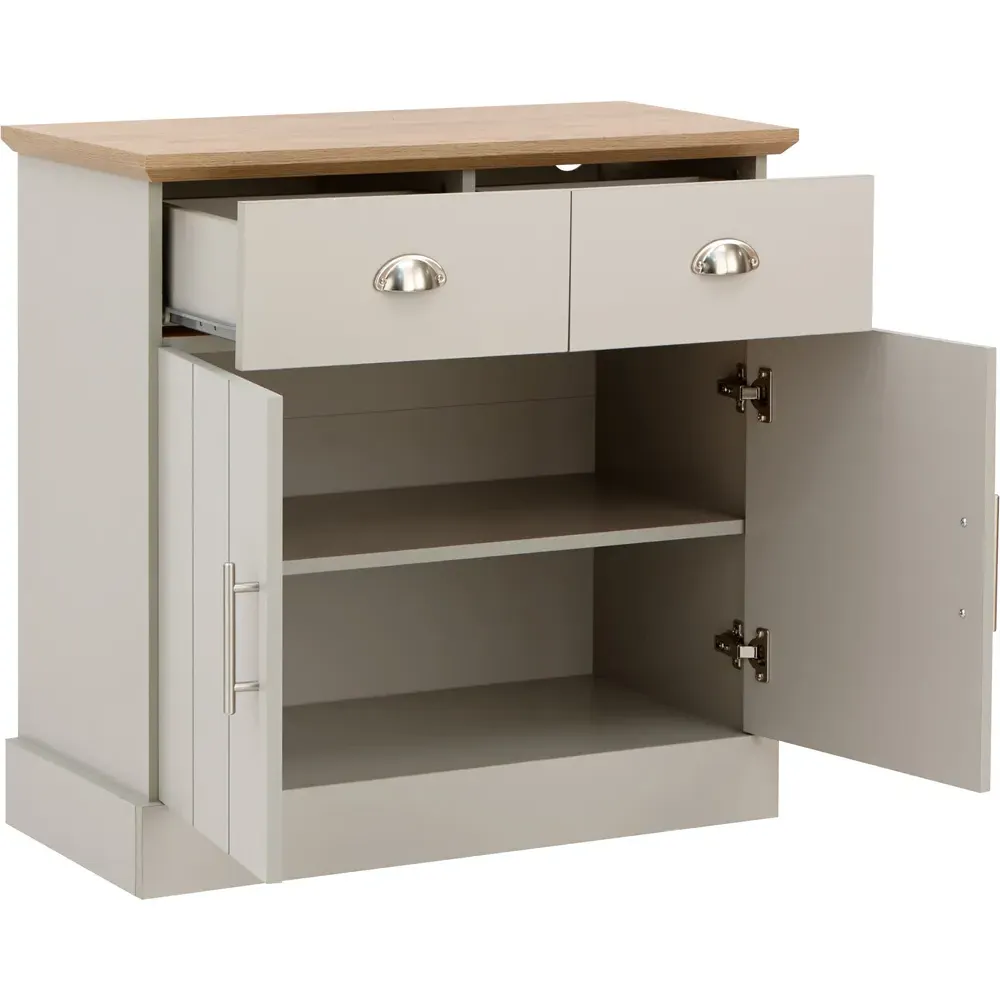 Kendal 2 Door 2 Drawer Compact Sideboard - Grey, Oak
