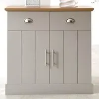 Kendal 2 Door 2 Drawer Compact Sideboard - Grey, Oak