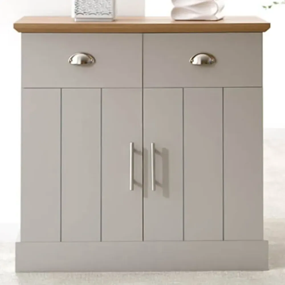 Kendal 2 Door 2 Drawer Compact Sideboard - Grey, Oak