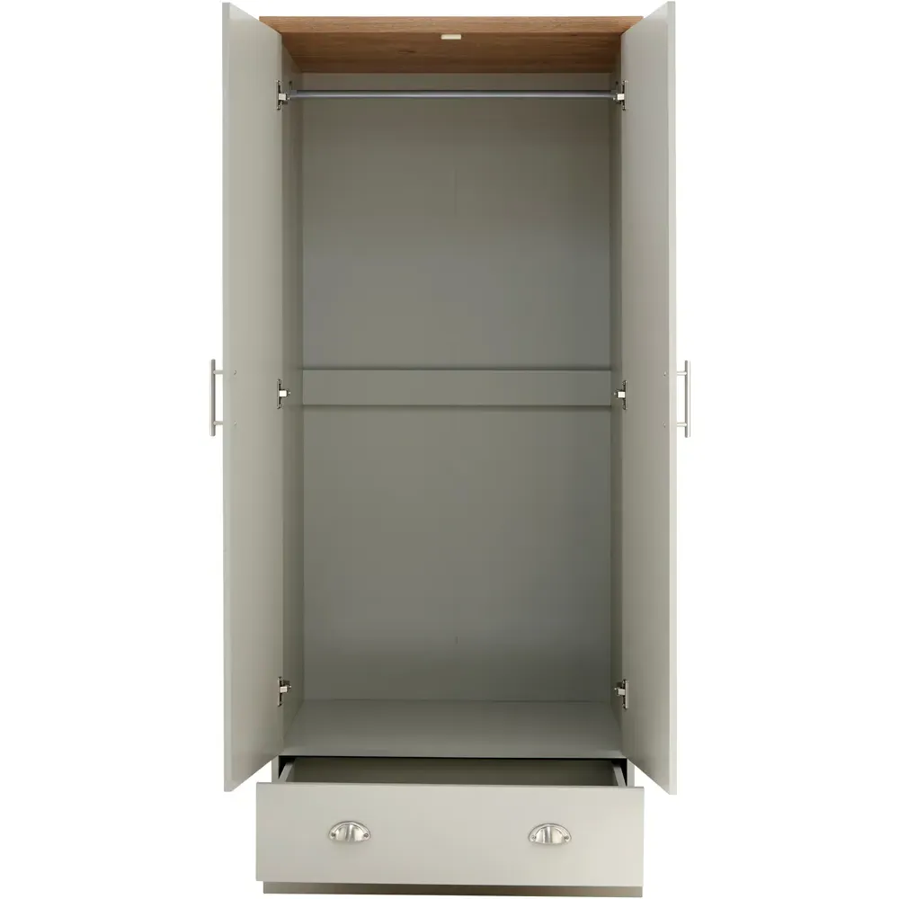 Kendal 2 Door Wardrobe with Drawer - Grey, Oak