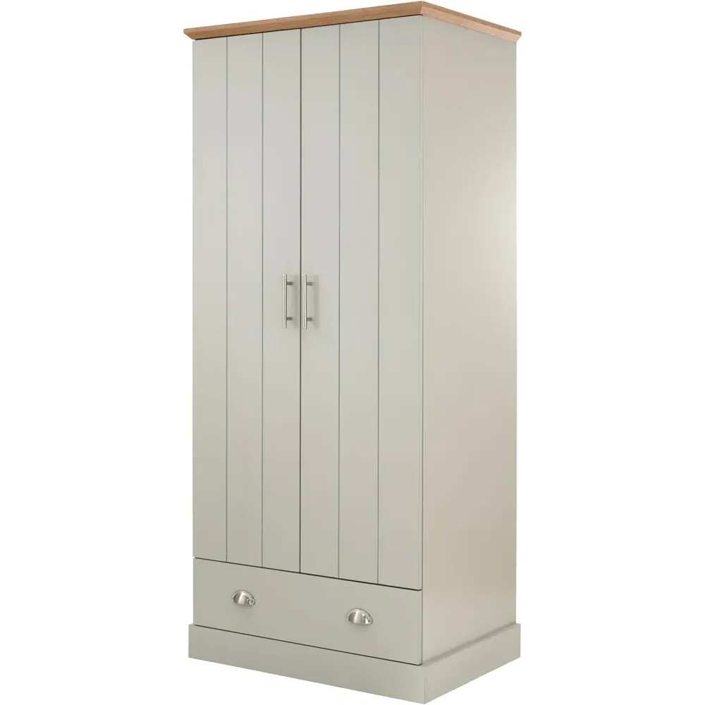 Kendal 2 Door Wardrobe with Drawer - Grey, Oak