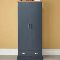 Kendal 2 Door Wardrobe with Drawer - Slate Blue, Oak