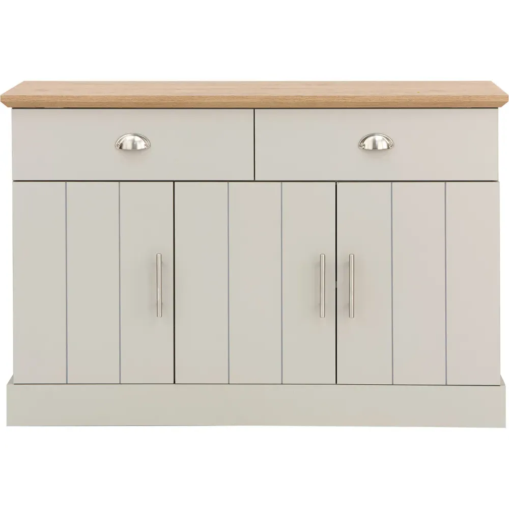 Kendal 3 Door 2 Drawer Large Sideboard - Grey, Oak Effect