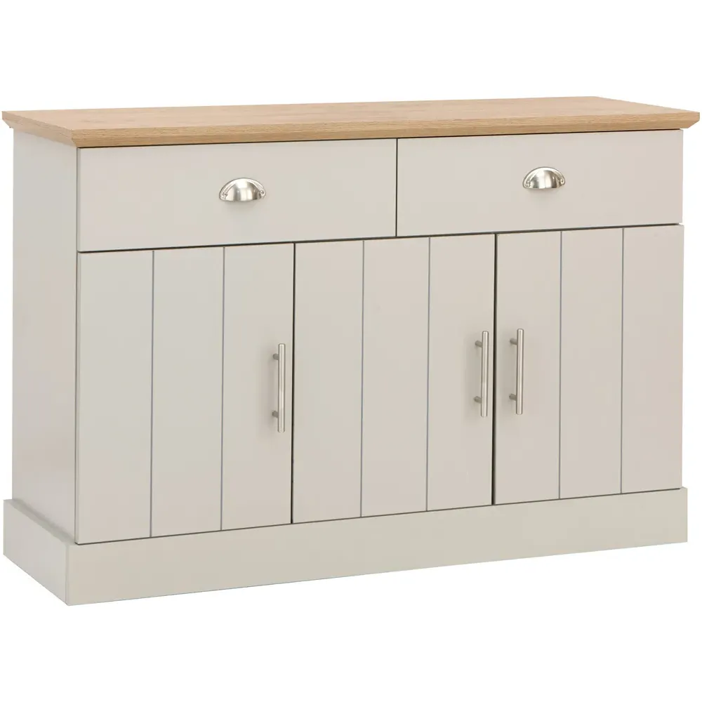 Kendal 3 Door 2 Drawer Large Sideboard - Grey, Oak Effect