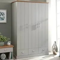 Kendal 3 Door 3 Drawer Wardrobe - Grey, Oak Effect