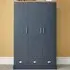 Kendal 3 Door 3 Drawer Wardrobe - Slate Blue, Oak Effect