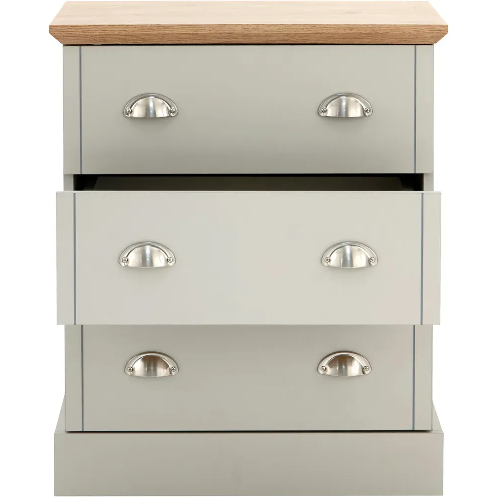 Kendal 3 Drawer Chest of Drawers - Grey, Oak Effect