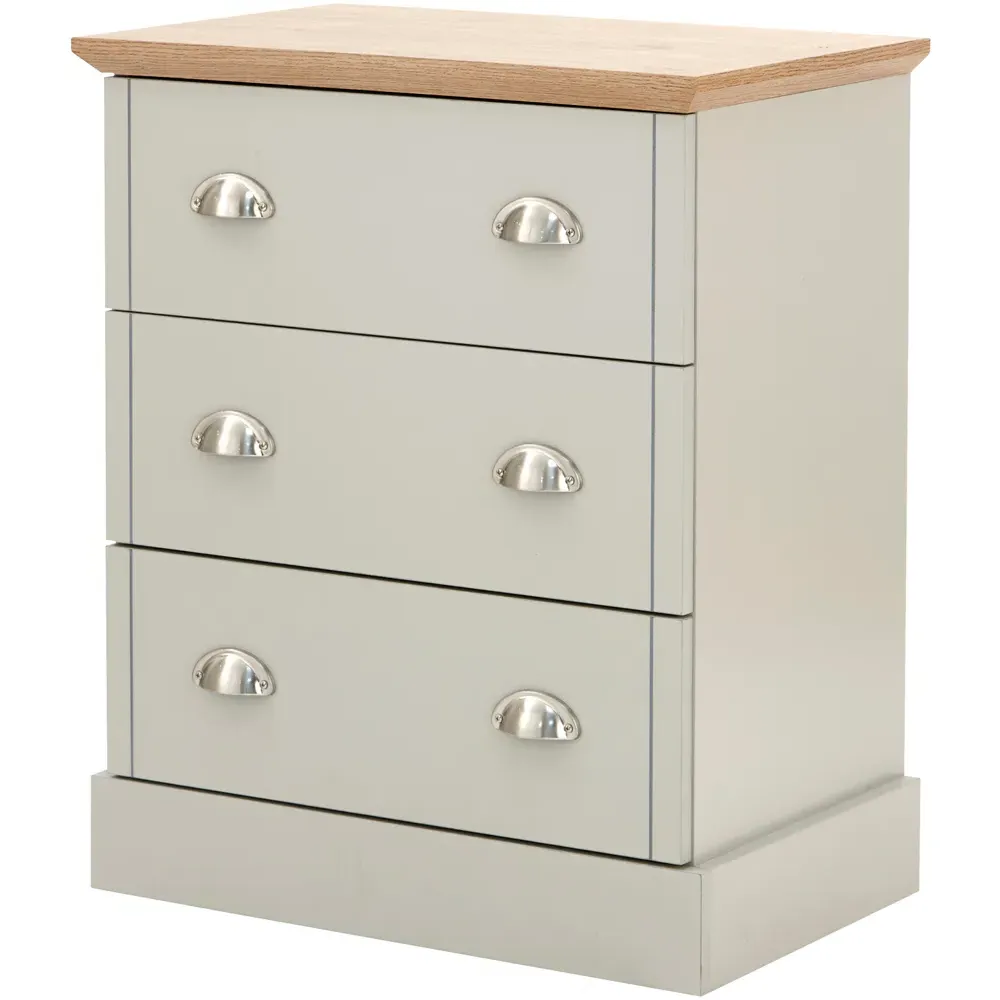 Kendal 3 Drawer Chest of Drawers - Grey, Oak Effect
