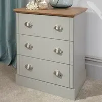 Kendal 3 Drawer Chest of Drawers - Grey, Oak Effect