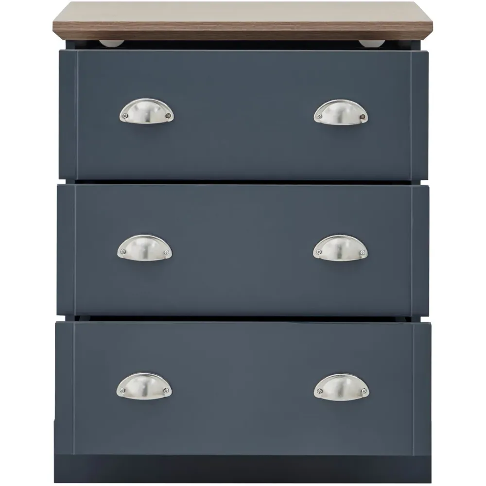 Kendal 3 Drawer Chest of Drawers - Slate Blue, Oak