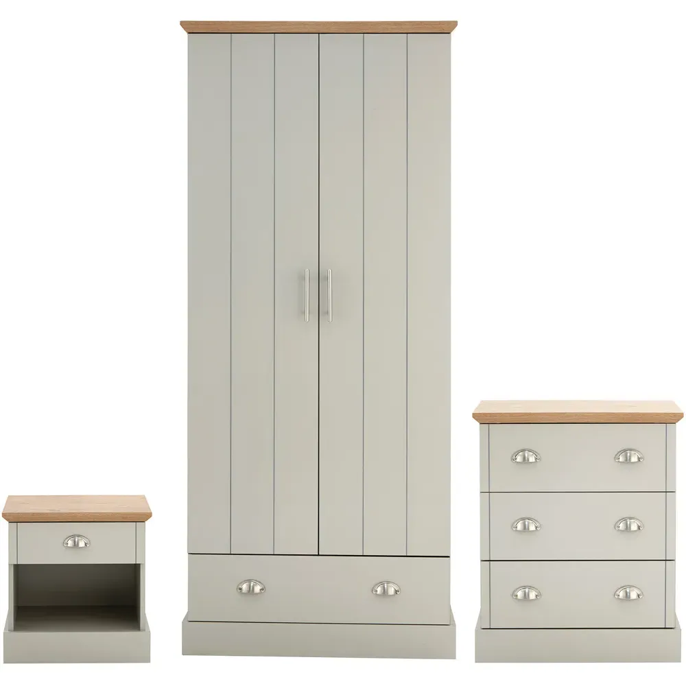 Kendal 3 Piece Bedroom Furniture Set - Grey, Oak