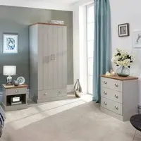 Kendal 3 Piece Bedroom Furniture Set - Grey, Oak