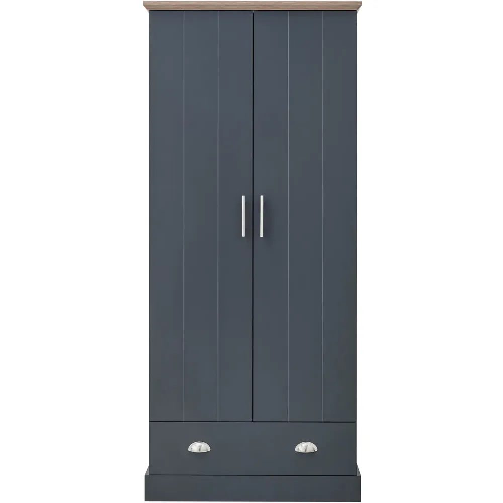 Kendal 3 Piece Bedroom Furniture Set - Slate Blue, Oak
