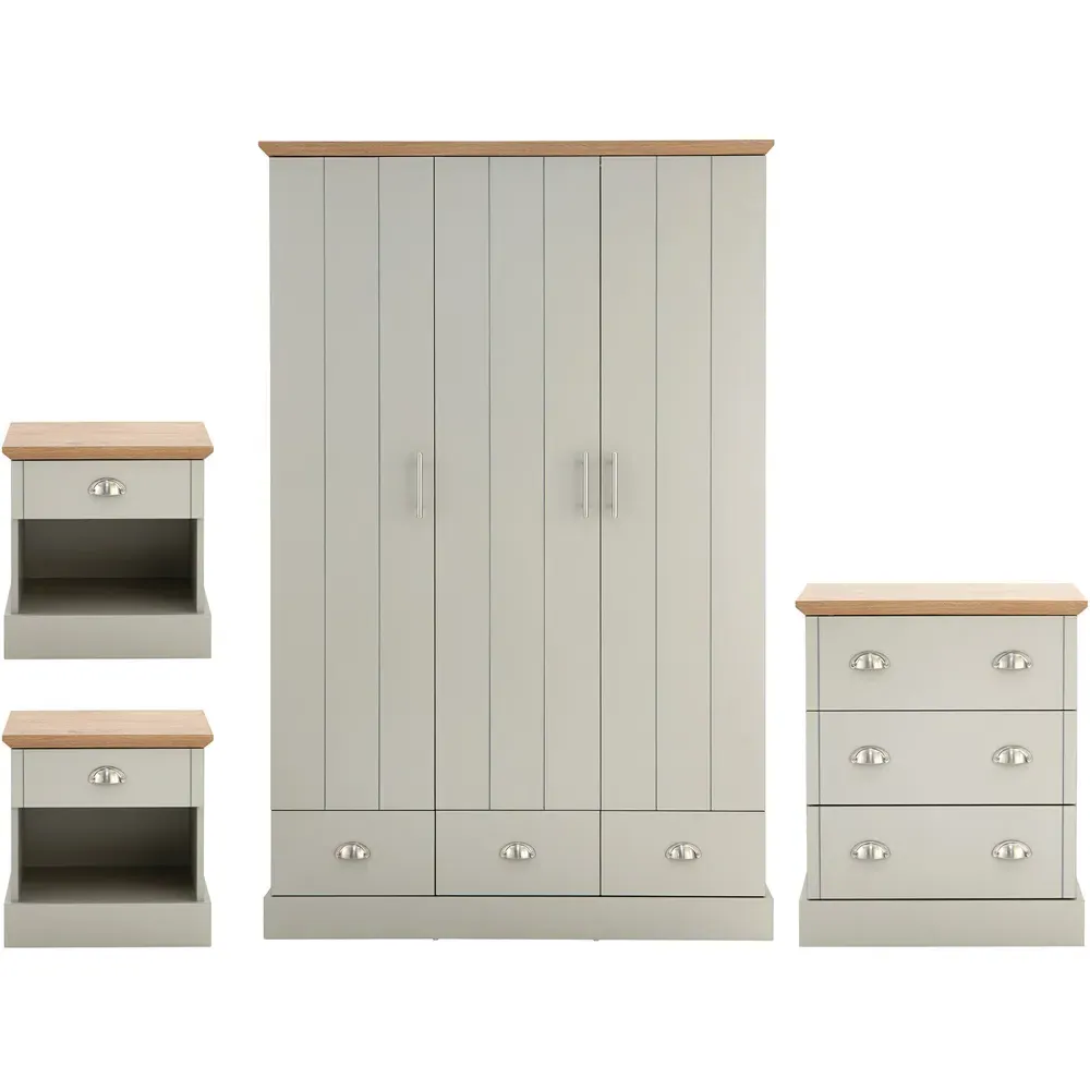 Kendal 4 Piece Bedroom Furniture Set - Grey, Oak