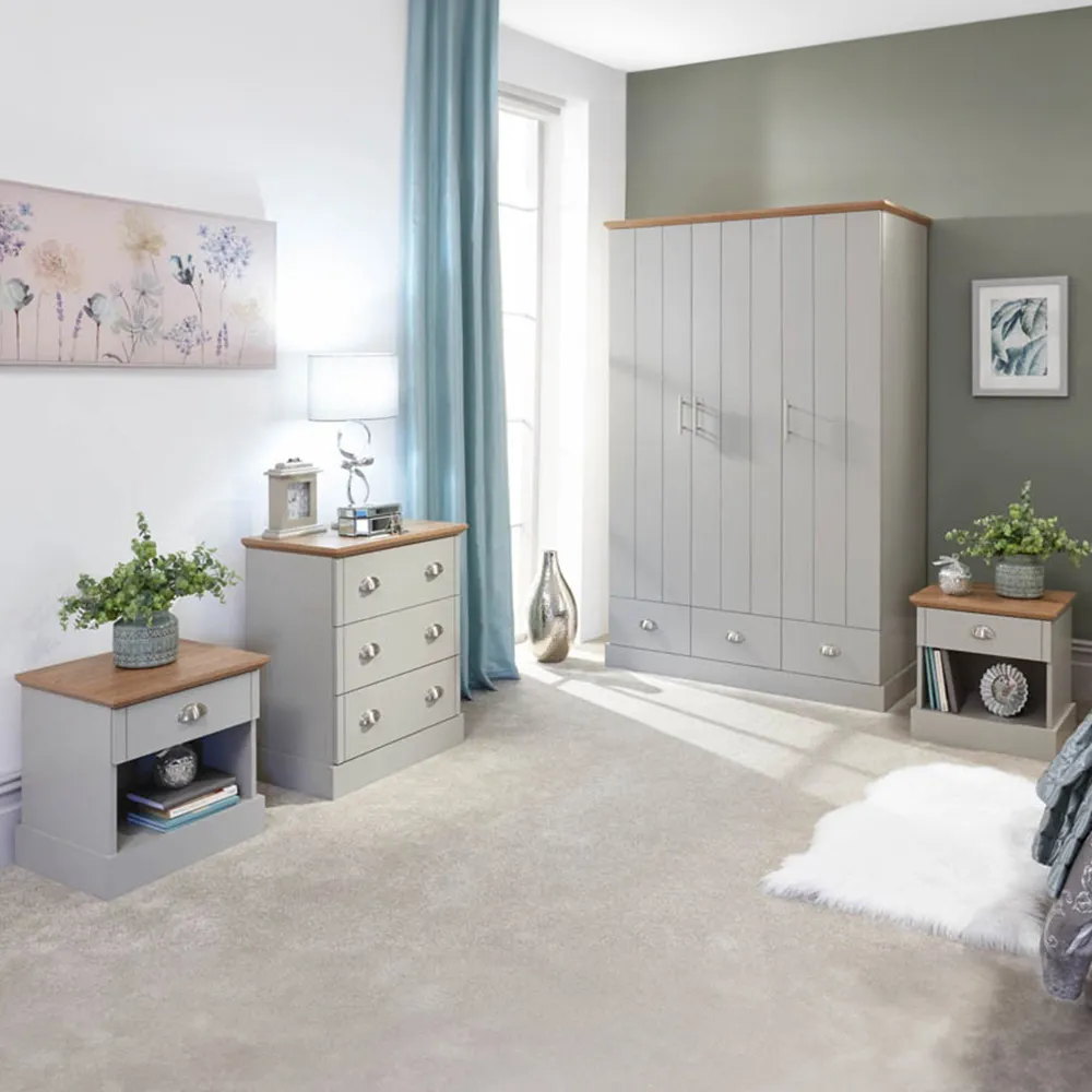 Kendal 4 Piece Bedroom Furniture Set - Grey, Oak
