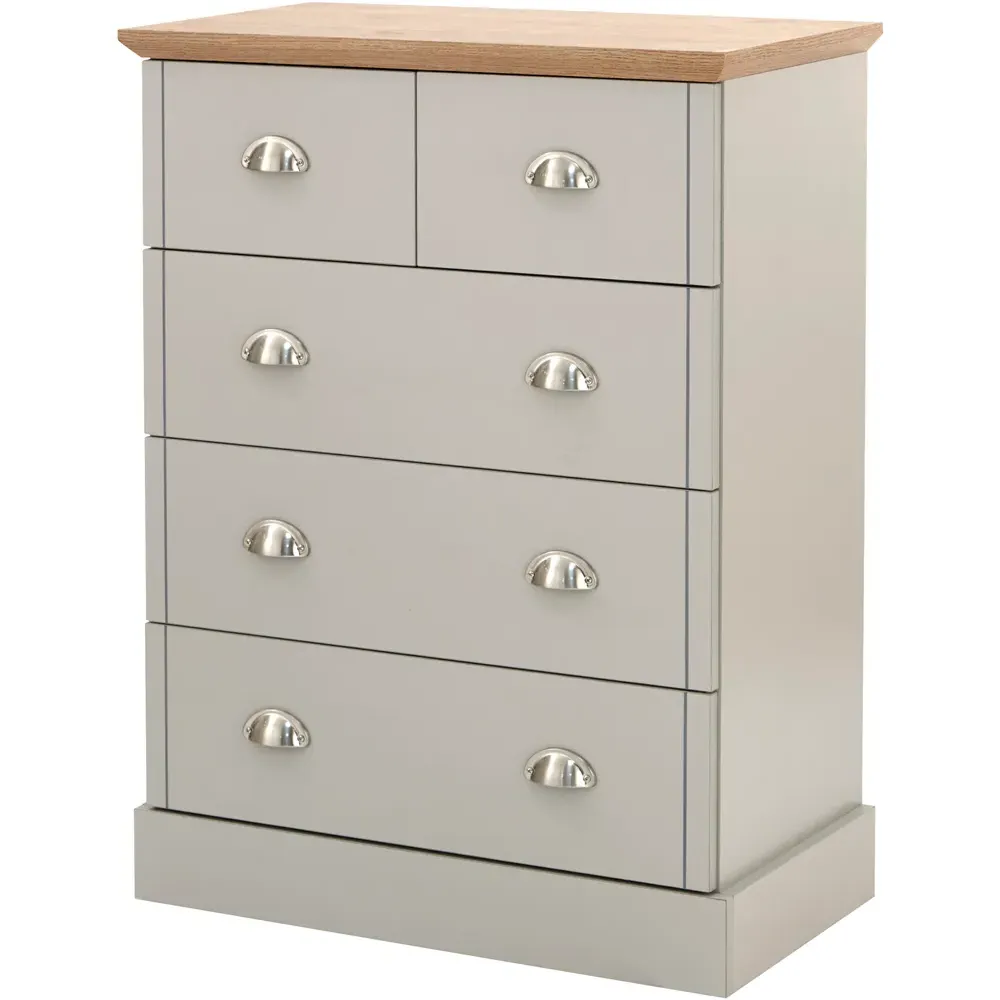Kendal 5 Drawer Chest of Drawers - Grey, Oak Effect