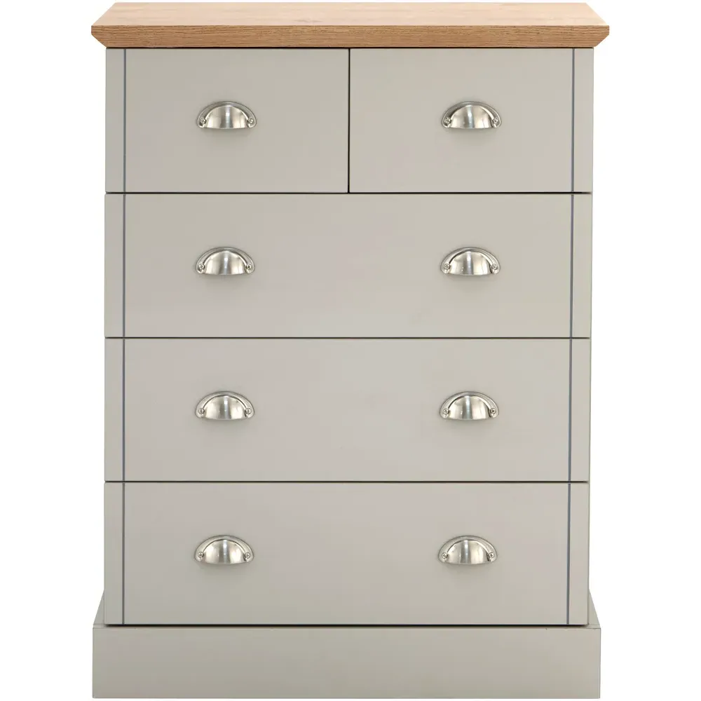 Kendal 5 Drawer Chest of Drawers - Grey, Oak Effect