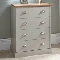 Kendal 5 Drawer Chest of Drawers - Grey, Oak Effect