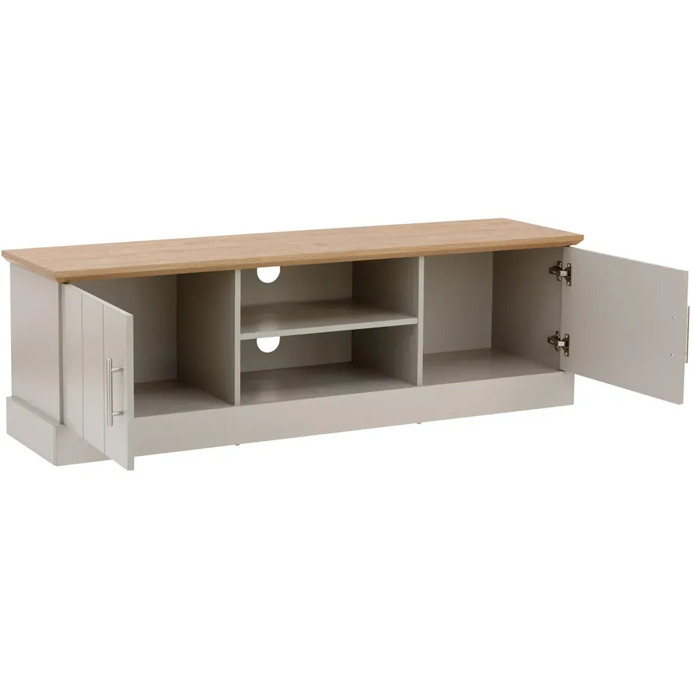 Kendal Large TV Unit with Storage - Grey, Oak