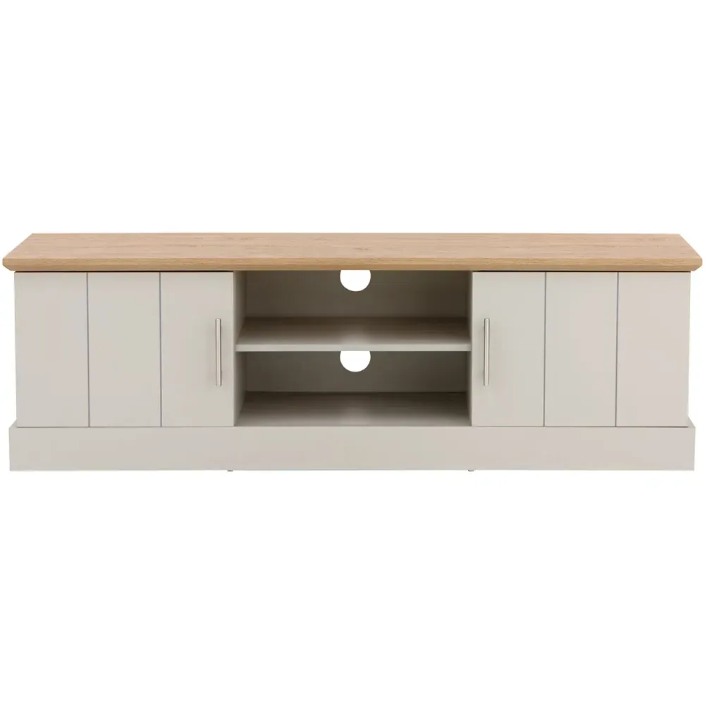 Kendal Large TV Unit with Storage - Grey, Oak
