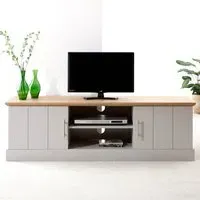 Kendal Large TV Unit with Storage - Grey, Oak