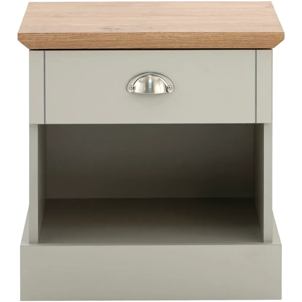 Kendal Single Drawer Bedside Table - Grey, Oak