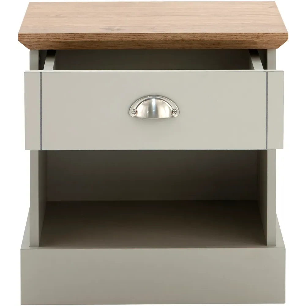 Kendal Single Drawer Bedside Table - Grey, Oak