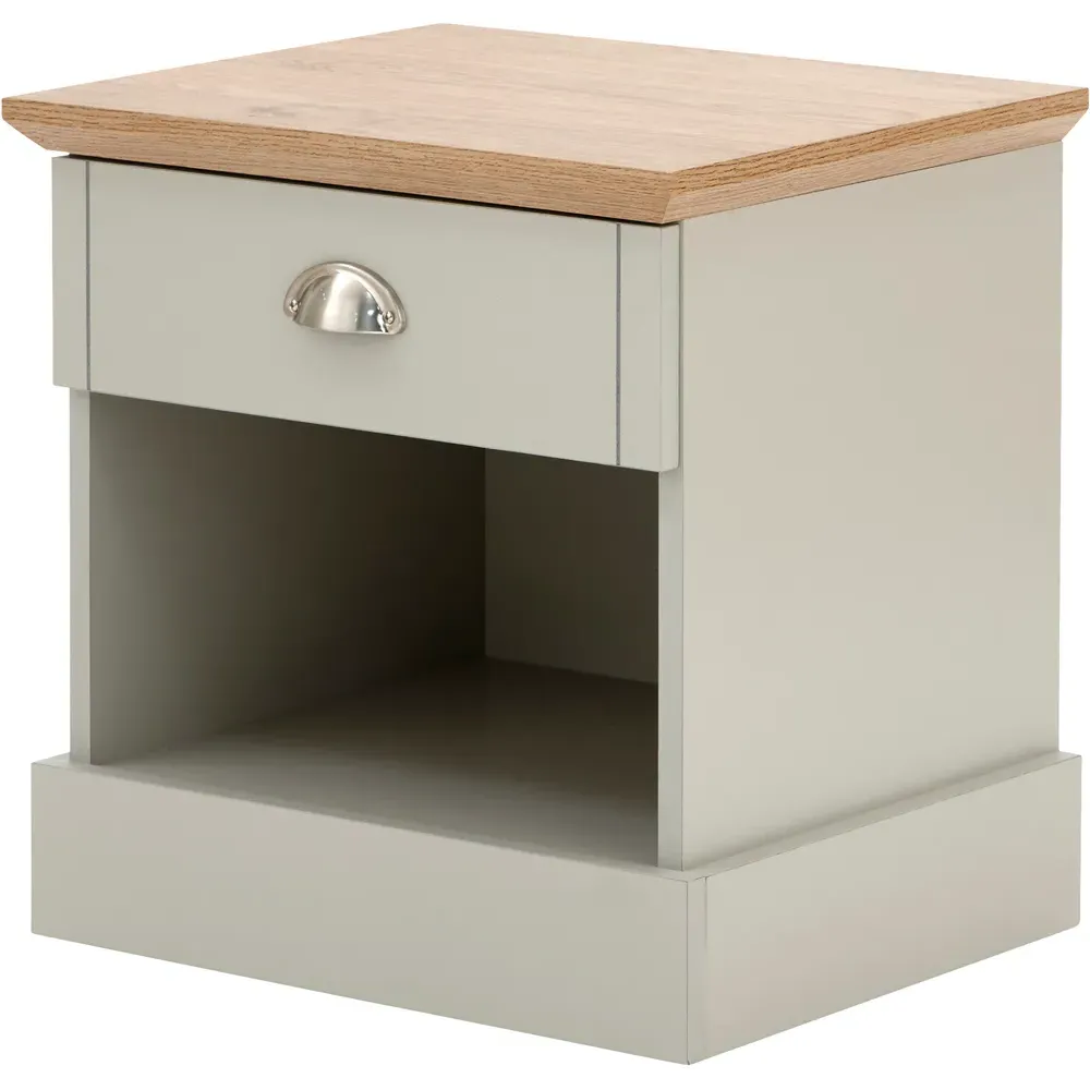 Kendal Single Drawer Bedside Table - Grey, Oak